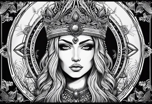 High priestess tarot card cannabis line work tattoo idea
