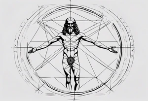 Leonardo da Vinci, Vitruvian man with emphasis on geometry tattoo idea