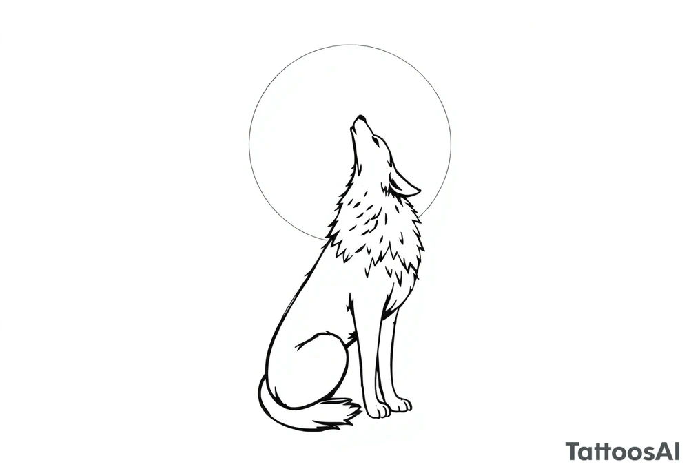 Wolf howling to the moon. tattoo idea