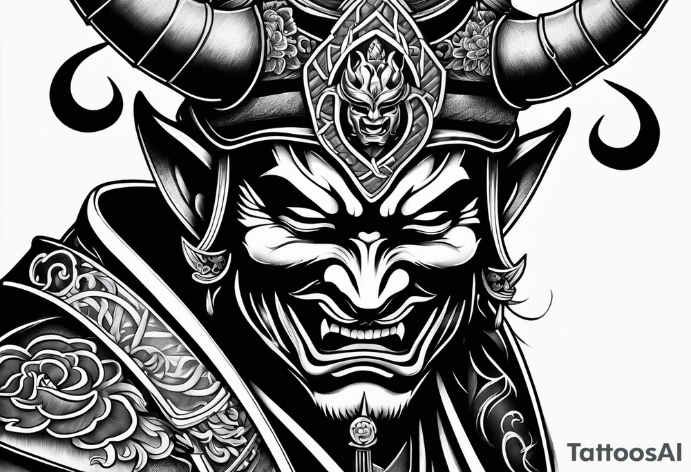 devil samurai mask tattoo idea