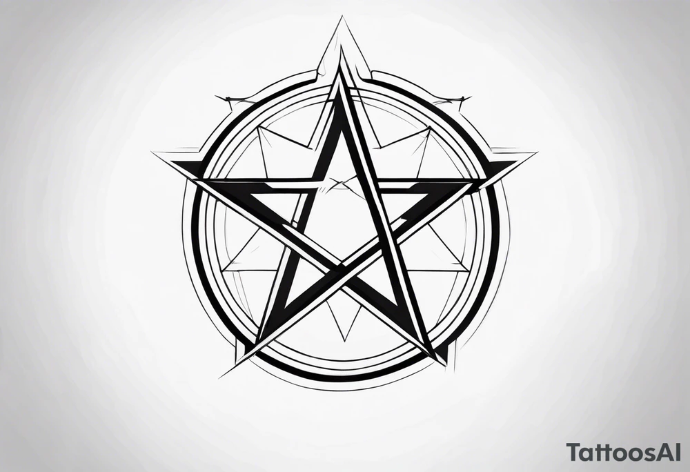 Pentagram geometric cyber tattoo idea