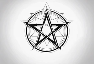 Pentagram geometric cyber tattoo idea
