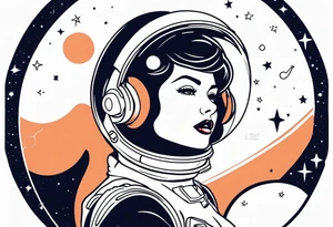 Pinup woman in space tattoo idea