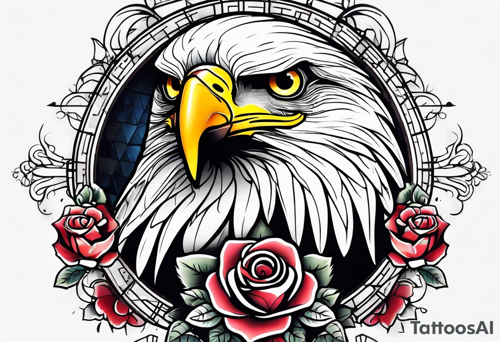 eagle, rose, clock , love tattoo idea