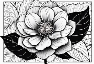 3 in by 2 in minimalist no color tattoo for forearm of a Hydrangea, bee, and M tattoo idea