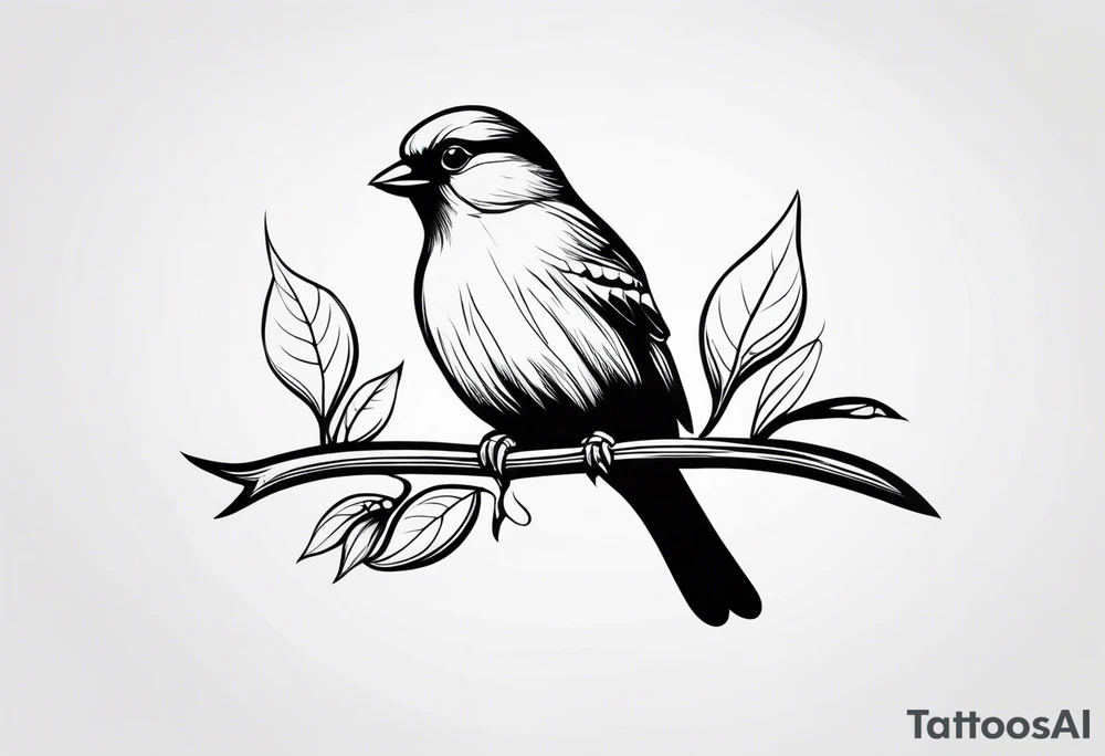 Bird oak tattoo idea