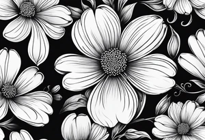 Dogwood flowers, daisy flowers, sleeve tattoo idea