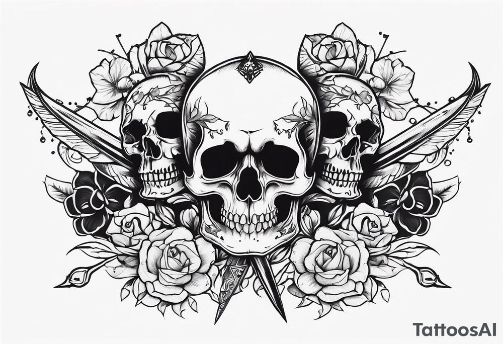 Skulls and dagger tattoo idea