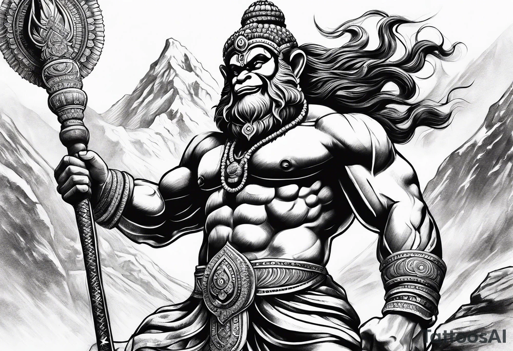 Hanuman lifting the mountain tattoo idea