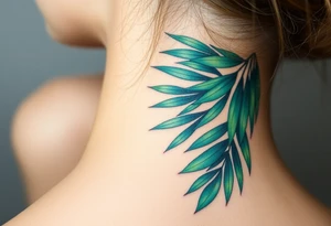 realistic large movement woven palm leaves tattoo idea