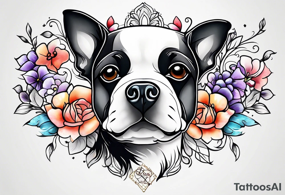 Outline shape of small dog tattoo idea