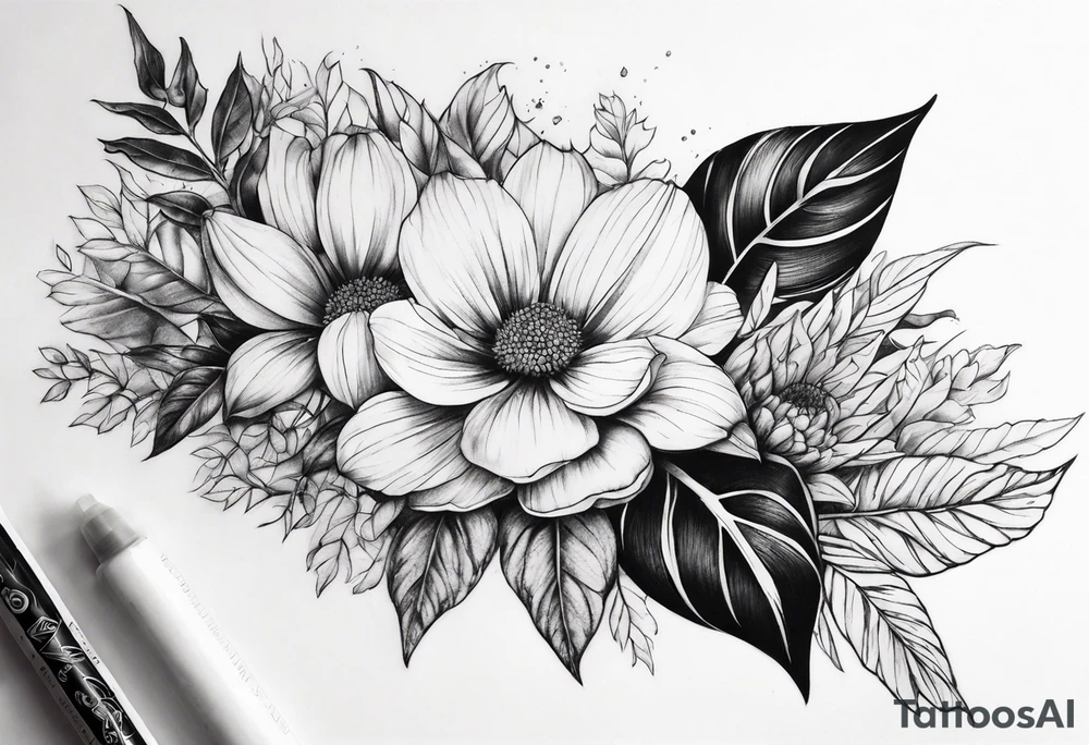 Plant sleeve no flowers tattoo idea