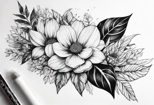Plant sleeve no flowers tattoo idea