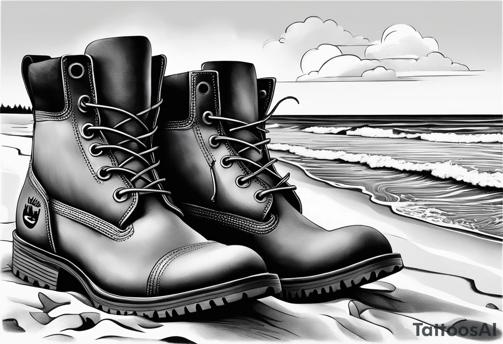 Keep it simple. One pair of timberland boots. One pair of flip flops and a cowboyhat on the Beach. Come on tattoo idea