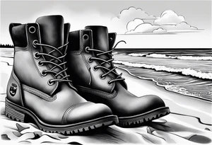 Keep it simple. One pair of timberland boots. One pair of flip flops and a cowboyhat on the Beach. Come on tattoo idea