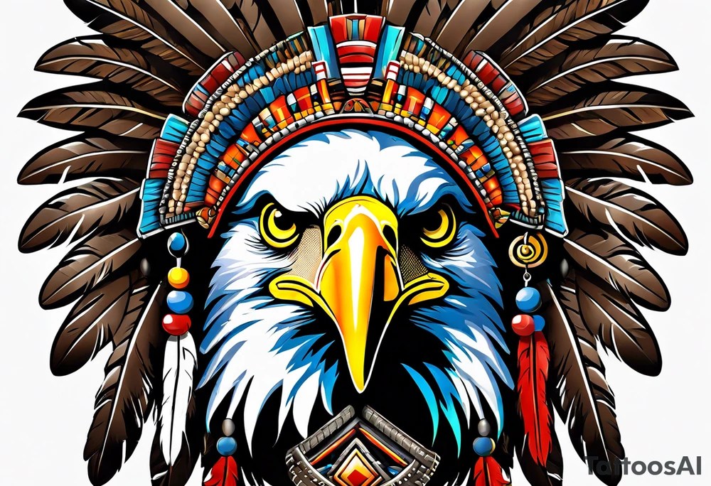 Eagle with native war bonnet tattoo idea