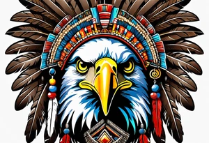 Eagle with native war bonnet tattoo idea