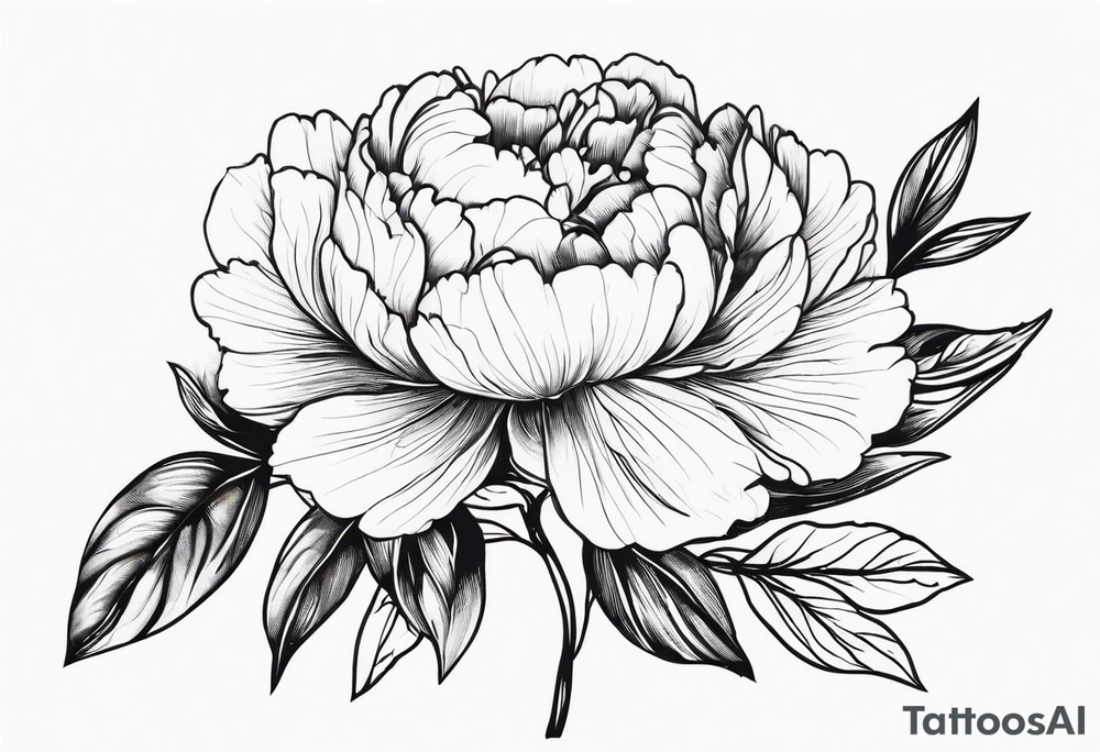peony with leaves tattoo idea