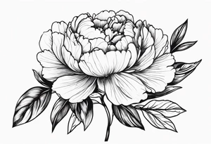 peony with leaves tattoo idea