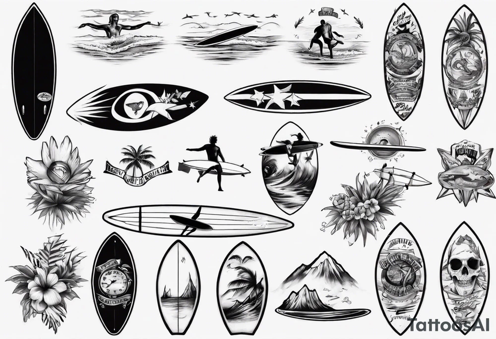 surfer beach tattoo idea