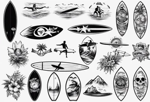 surfer beach tattoo idea