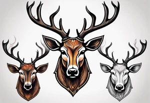 back tattoo of a front view reindeer with half the face as a skull tattoo idea