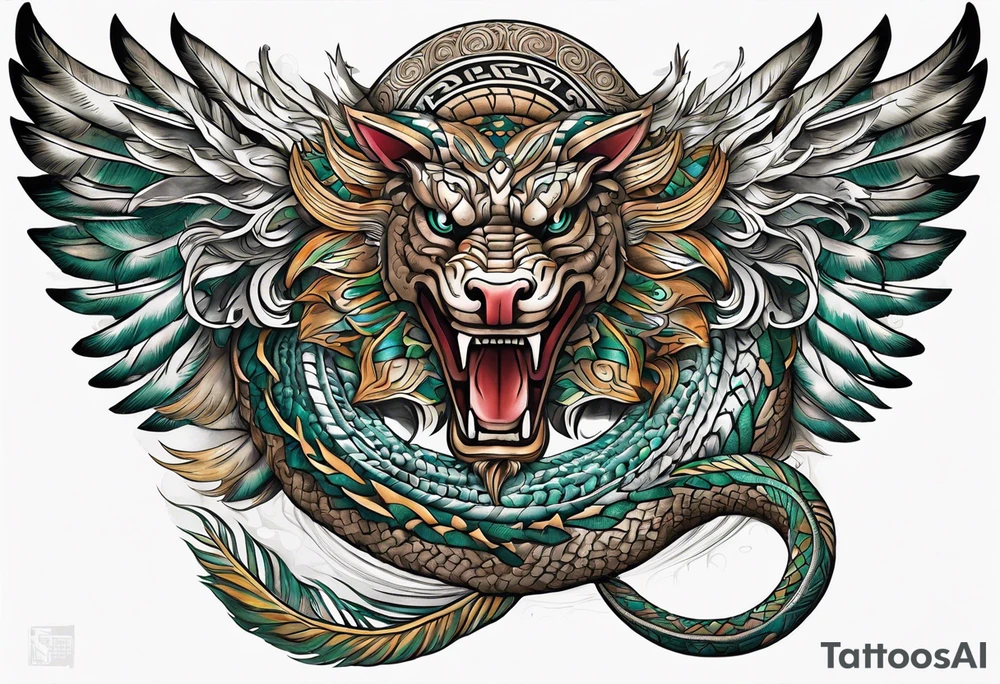 feathered serpent full body tattoo idea