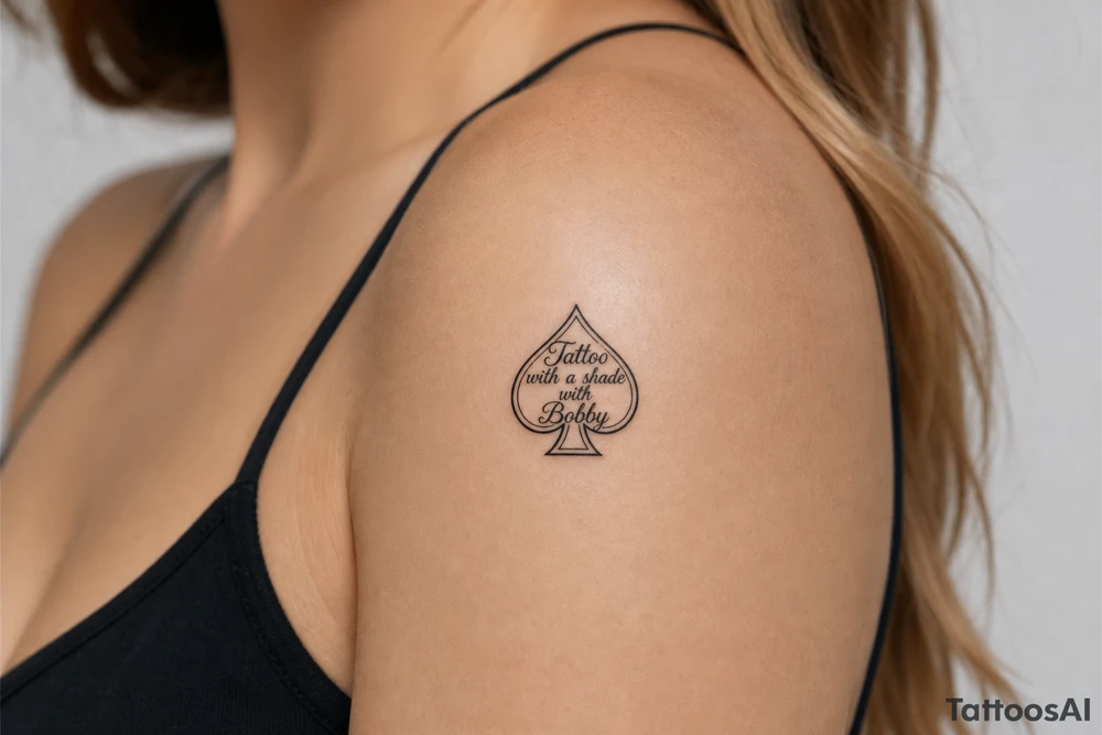 Tattoo with a shade with Bobby middle center inside the middle of the spade very super extremely traceable to trace onto notebook paper, very super extremely easy and simple traceable tracing black and white outlining outline coloring pages very super extremely traceable to trace onto notebook paper tattoo idea
