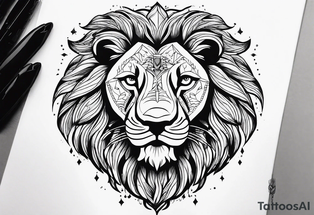 powerful majestic lion, close-up tattoo idea