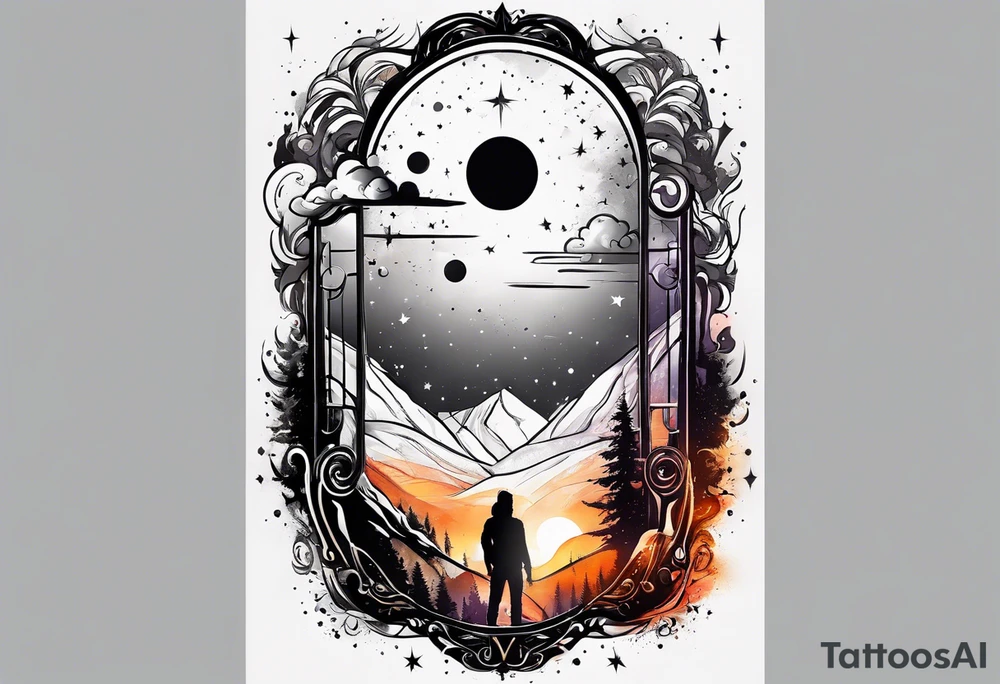 I want the name "Drew" with a space background tattoo idea