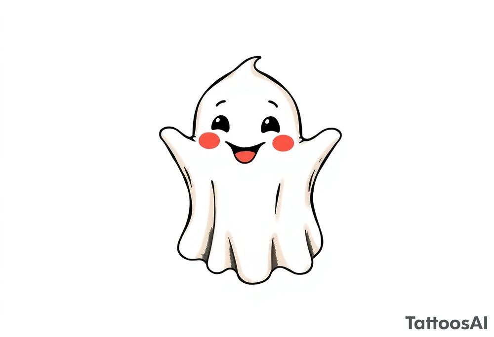 Smiley Cute ghost tattoo idea