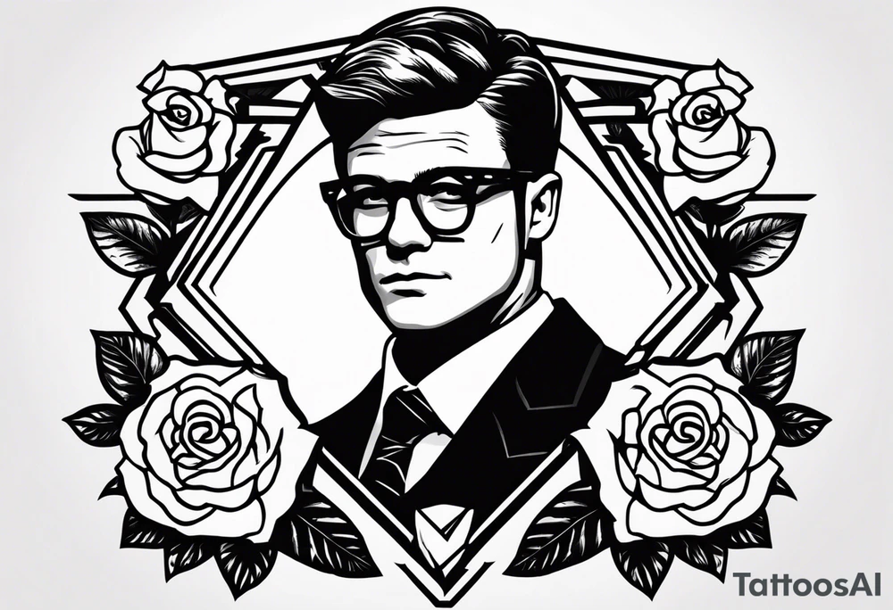 Logo de la película Kingsman con rosas en el logo tattoo idea