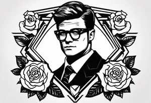 Logo de la película Kingsman con rosas en el logo tattoo idea