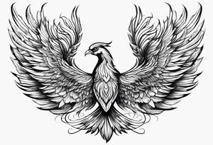 Phoenix with ink, horizontal flying tattoo idea