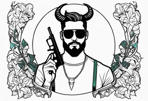 capricorn man with sunglasses and gun tattoo idea