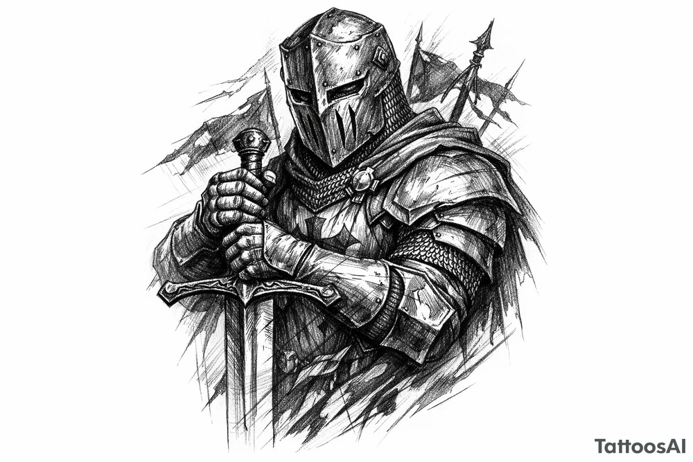 a knight who wields a sword. tattoo idea