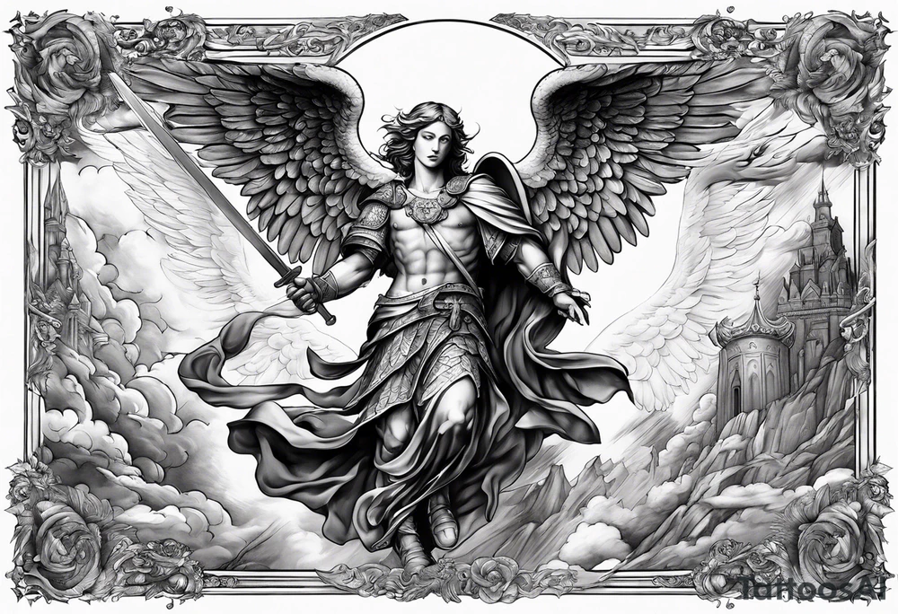 Michael the Archangel defeating the devil tattoo idea