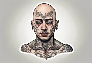 bald heartbroken man closeup van dyke with soul patch tattoo idea