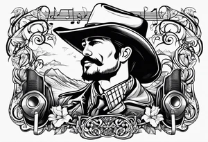Combintion cowboy and music tattoo idea