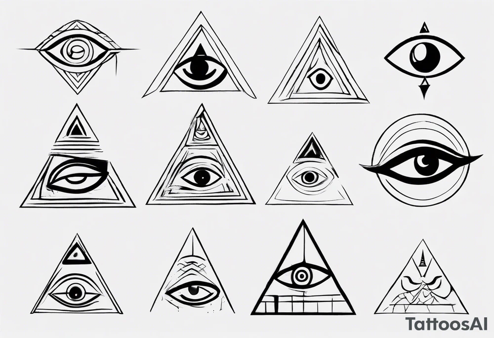 Abstract third eye in a pyramid tattoo idea