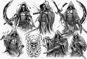 asian warrior who is alsoo  a grim reaper tattoo idea
