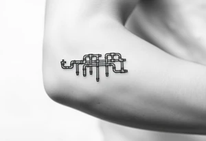 system of 30 thin curved plumbing pipes tattoo idea