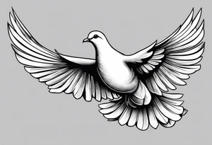 Dove soring through the air an olive branch in its beak whipping behind tattoo idea