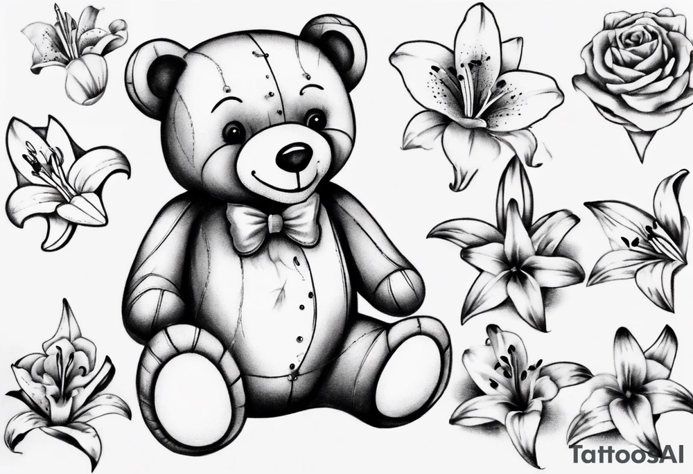 Lily teddy bear tattoo idea