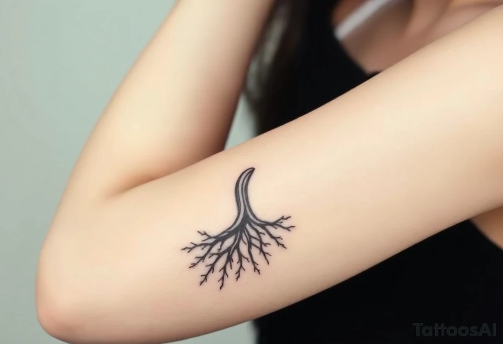 mystical tree of life with cosmic roots and celestial branches tattoo idea