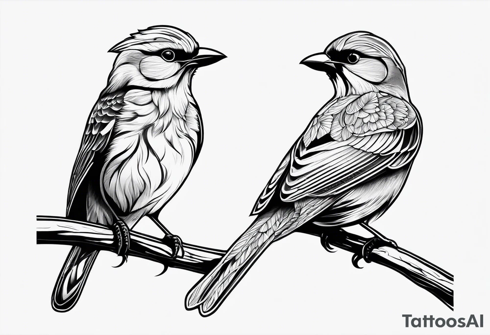 outline of two birds tattoo idea