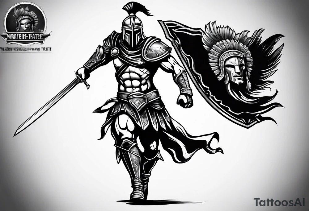 spartan warrior full body tattoo idea