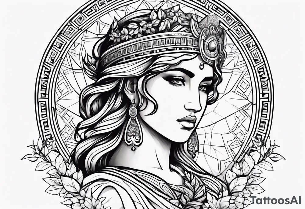 Attractive greek goddess tattoo idea