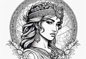 Attractive greek goddess tattoo idea