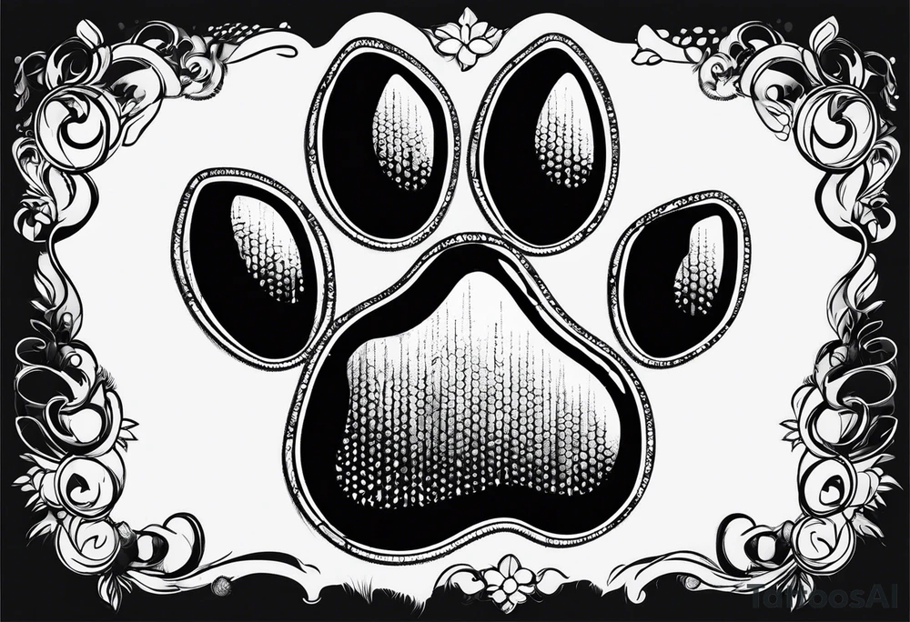 dog paw with  coordinates tattoo idea